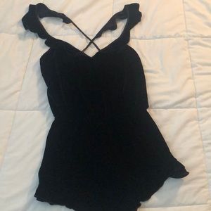 Black velvet romper